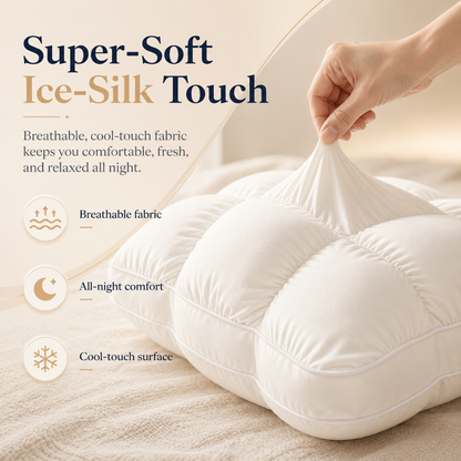 Pineapple Bread Grid Pillow | Dual Layer Fluffy Cooling Bed Pillow, Machine Washable Support Pillow for Side & Back Sleepers