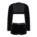 Bxucca | Furry Waistcoat Top for Women – Slim-Fit Long-Sleeve Street Style Short Jacket