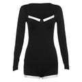 Bxucca | Spliced Long-Sleeve Slim-Fit Jumpsuit for Women – Short One-Piece Outfit