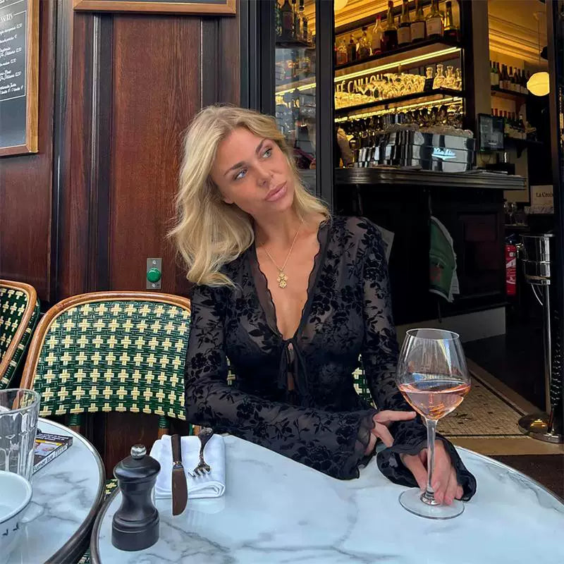 Bxucca | Ruffle Bell Sleeve Velvet Cardigan for Women – Autumn Trendy Open-Front Jacket