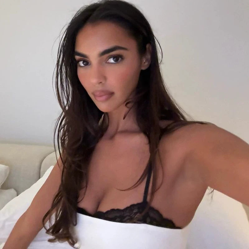 Bxucca | Black Lace Splicing Suspender Dress for Women – Waist-Slimming Hip-Hugging Short Skirt