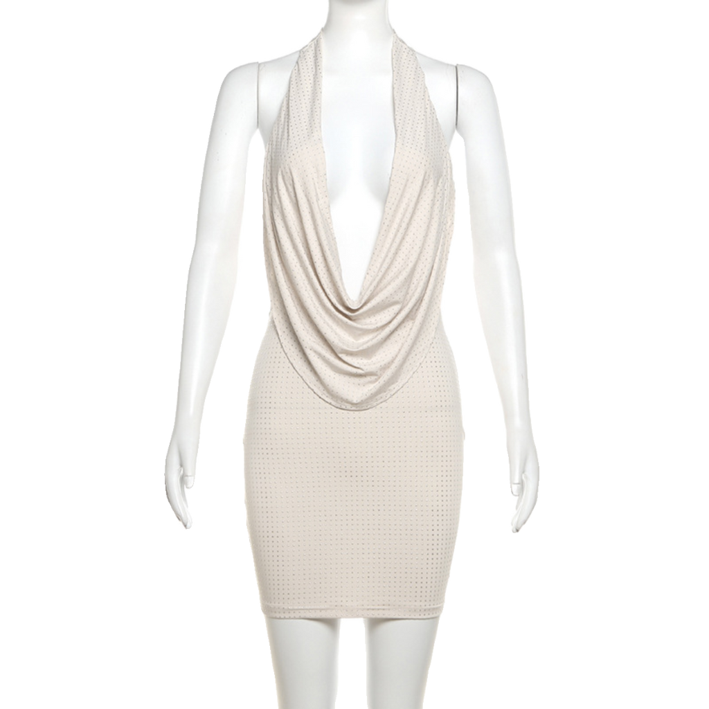 Bxucca | Halterneck Low-Cut Backless Dress for Women – Slim-Fit Hip-Covering Spring Outfit