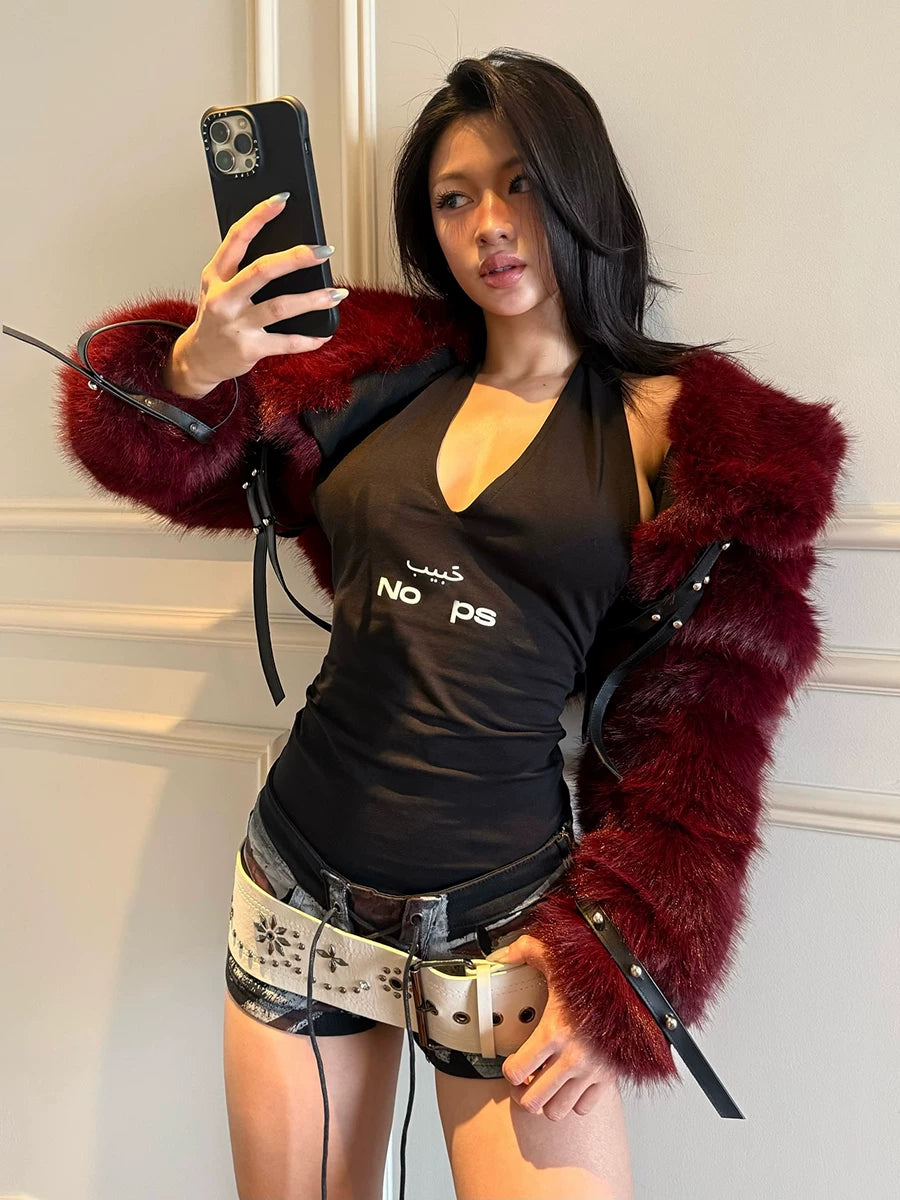 Bxucca | Faux Fur Short Jacket for Women – Autumn & Winter Versatile Shawl-Style Top