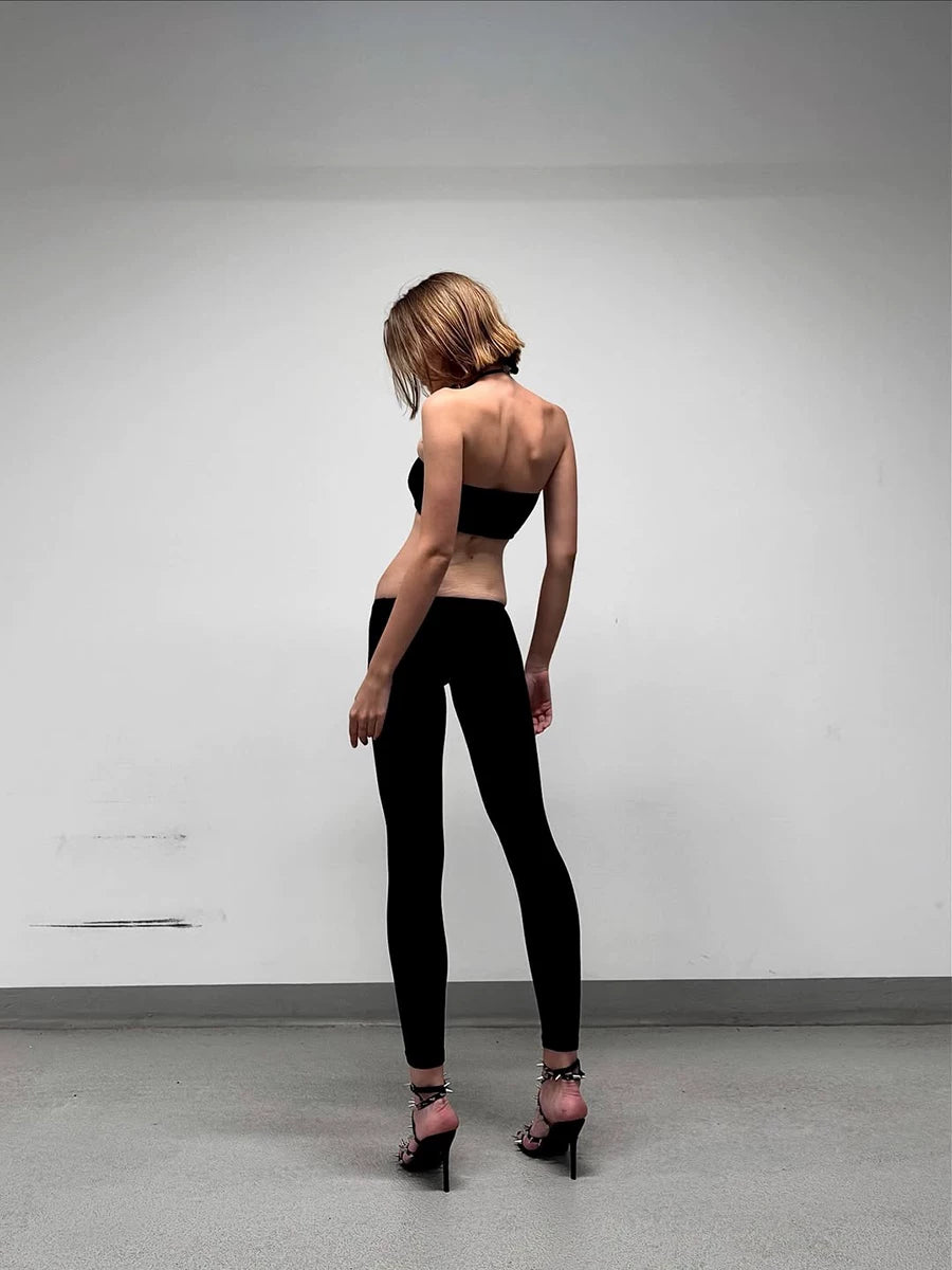 Bxucca | Hollow Backless Halter Neck Jumpsuit for Women – Solid Color Tube Top One-Piece