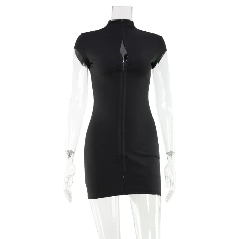 Bxucca | Black Hollow-Bust Slim-Fit Dress for Women – Sexy Hip-Hugging Evening Skirt