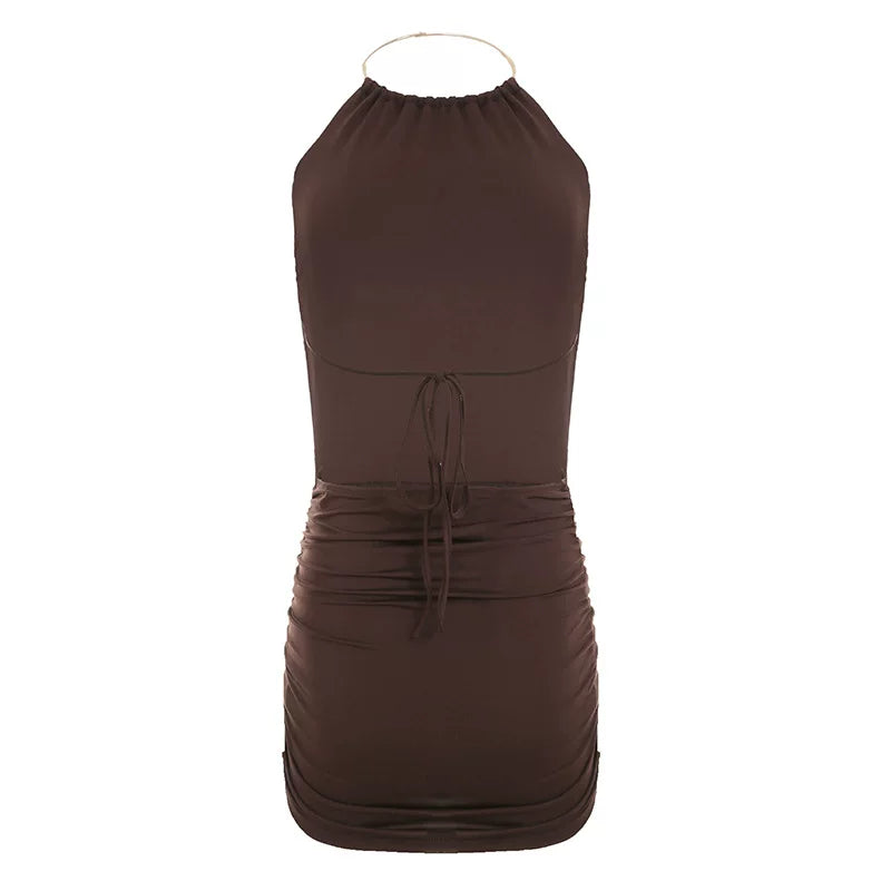 Bxucca | Halter Neck Strappy Dress for Women – Sexy Backless Hip-Hugging Summer Outfit