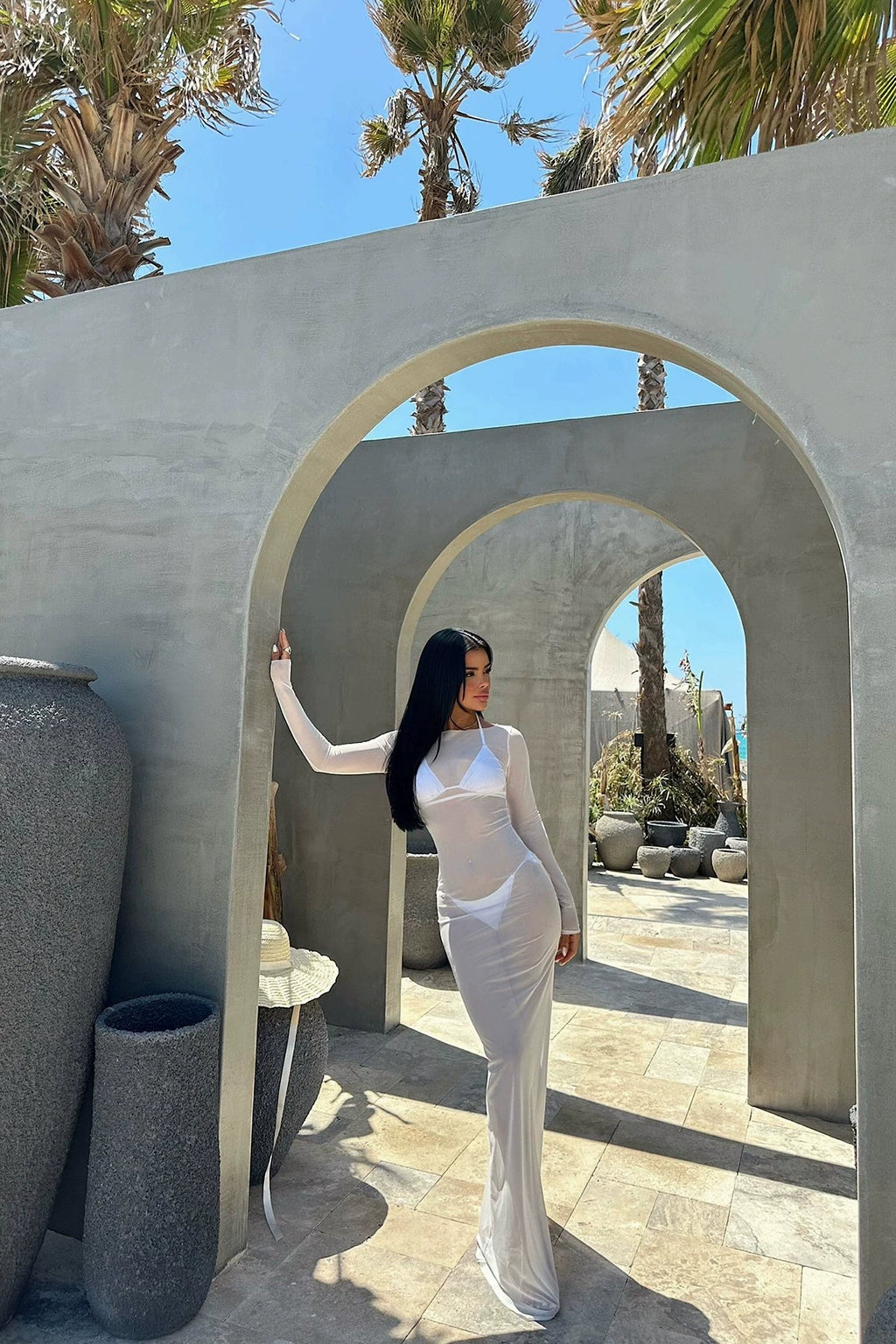 Bxucca | One-Shoulder Mesh Dress for Women – Slim-Fit See-Through Long-Sleeve Evening Gown