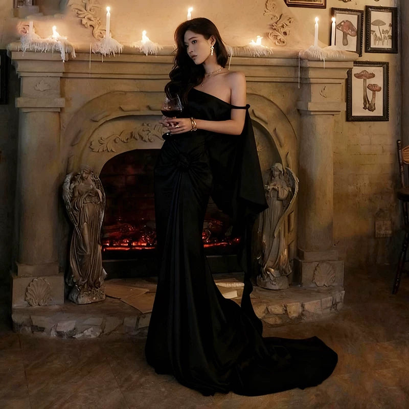 Bxucca | Backless Suspender Evening Dress for Women – Elegant Floor-Length Banquet Gown