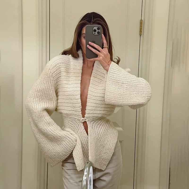 Bxucca | Pleated Button-Front Irregular Long Sleeve Jacket for Women – Autumn Trendy Outerwear