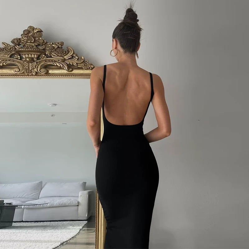 Bxucca | Slim-Fit Backless Suspender Dress for Women – Hip-Hugging Extra-Long Skirt for Tall Figures