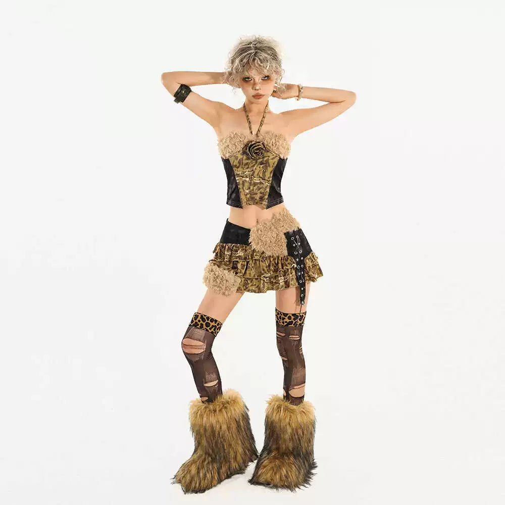 Bxucca | Cropped Leopard Print Jacket for Women – Ultra-Short Street Style Fashion Shawl Top