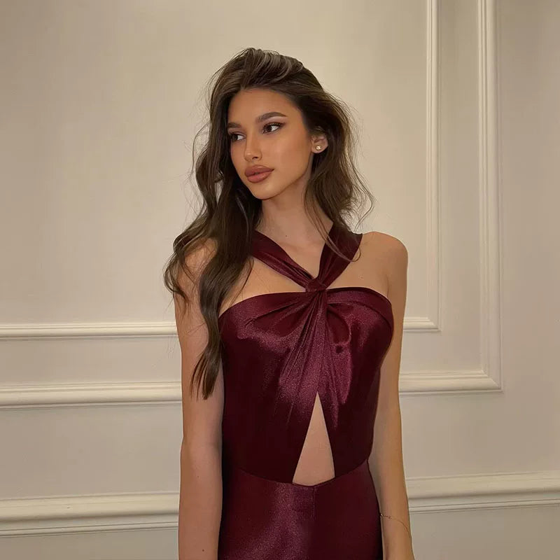 Bxucca | Slim-Fit Halter Neck Tube Top Jumpsuit for Women – Hollow One-Piece Outfit