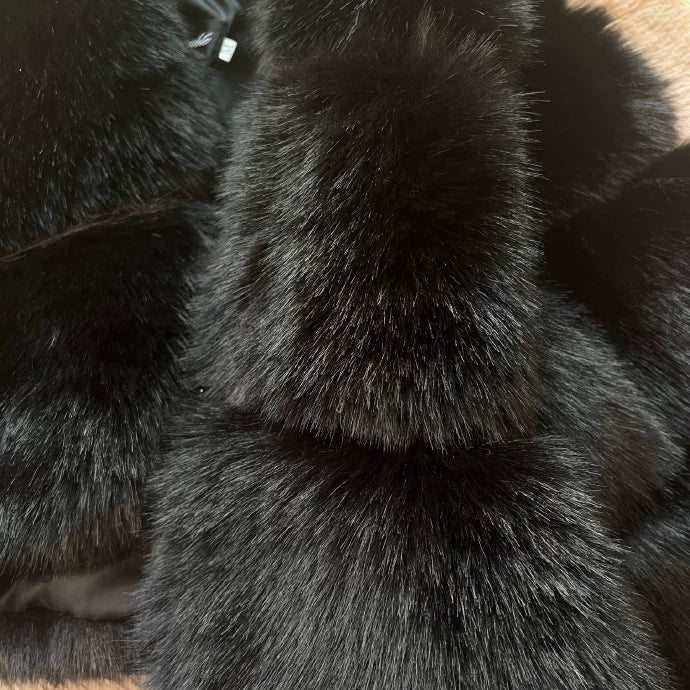 Bxucca | Y2K Faux Fur Hooded Coat for Women – Winter Zip-Up Short Jacket