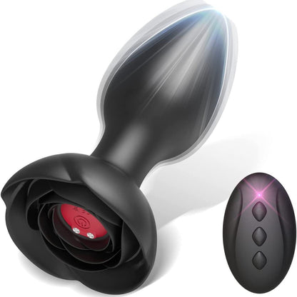 Rose Remote Control 10 Frequency Vibration Silicone Anal Plug